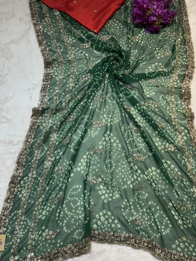 NEELAM TRADERS NEW LAUNCH BANDHEJ WORK SAREE