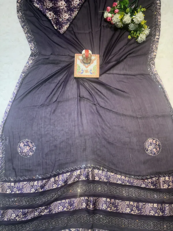 NEELAM TRADERS NEW LAUNCH SATIN SILK SAREE WITH DIAMOND WORK ALL OVER PURPLE