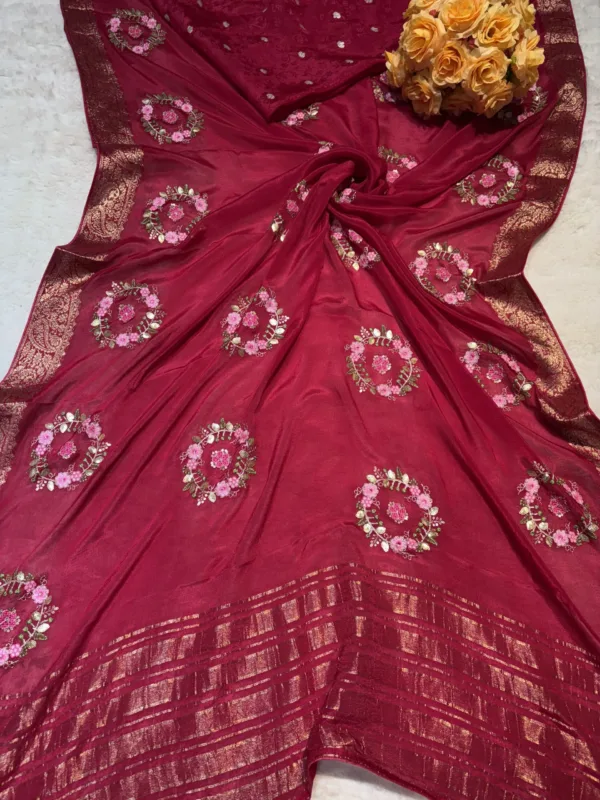 NEELAM TRADERS NEW LAUNCH PURE CHINON FABRIC WITH KASIDA WORK SAREE