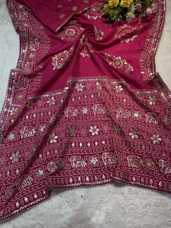 NEELAM TRADERS NEW LAUNCH  BANDHANI SAREE IN H.O SILK FABRIC  WITH KACHA GOTTA WORK