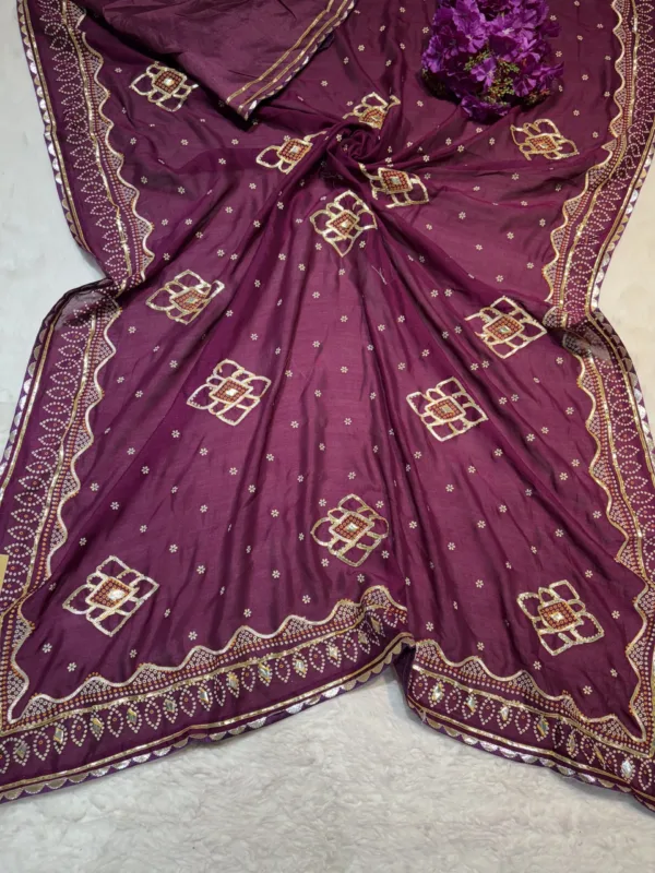 NEELAM TRADERS NEW LAUNCH BANDHEJ SAREE WITH KACHA GOTA WORK