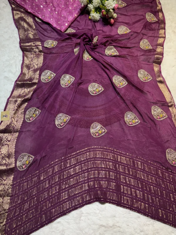 NEELAM TRADERS NEW LAUNCH SOFT SILK FABRIC WITH ALL OVER KASIDA WORK