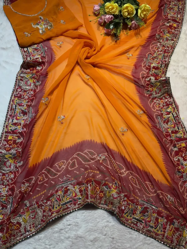 NEELAM TRADERS NEW LAUNCH TRADITINAL MARWADI PILLA SAREE IN SOFT GEORGETTE FABRIC