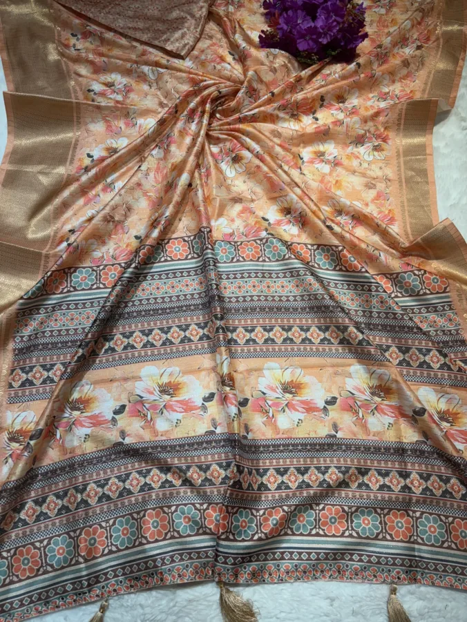 NEELAM TRADERS NEW LAUNCH FLORAL PRINT SILK SAREE