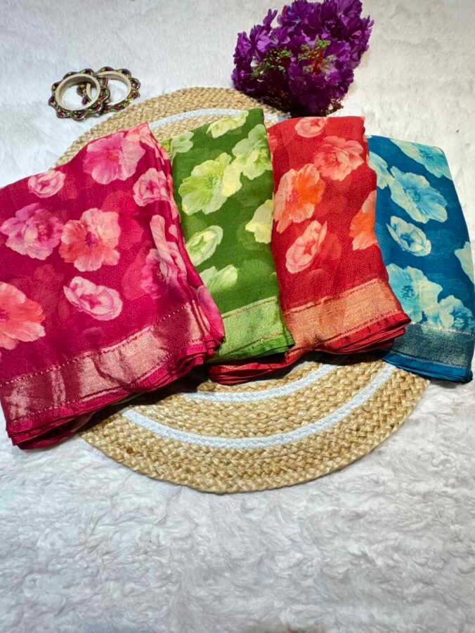 NEELAM TRADERS NEW LAUNCH SOFT GEORGETTE FABRIC WITH WISCOS BORDER