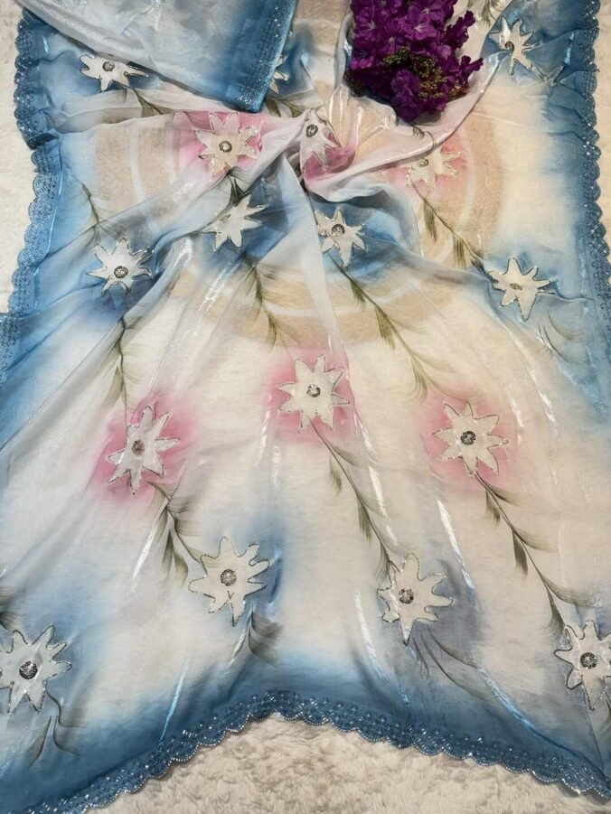 NEELAM TRADERS NEW LAUNCH DESIGNER SAREE BLUE