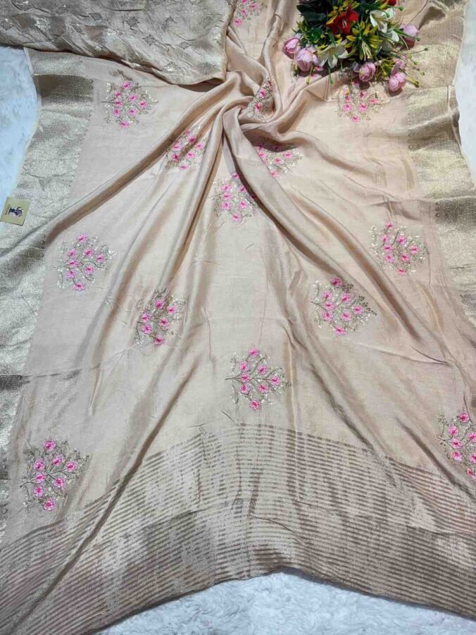 NEELAM TRADERS NEW LAUNCH PURE VISCOSE SAREE CHIKU