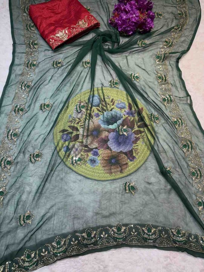 NEELAM TRADERS NEW LAUNCH NEW PATTERN DARBARI SAREE GREEN