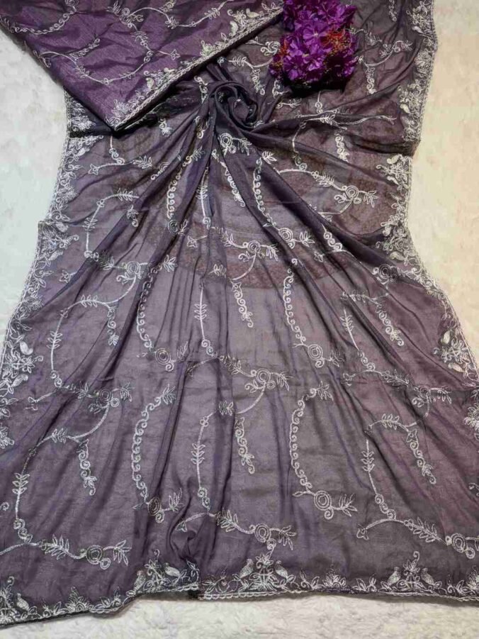 NEELAM TRADERS NEW LAUNCH ZAAL WORK IN SOFT GEORGETTE FABRIC PURPLE