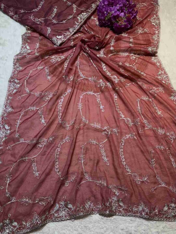 NEELAM TRADERS NEW LAUNCH ZAAL WORK IN SOFT GEORGETTE FABRIC BRICK