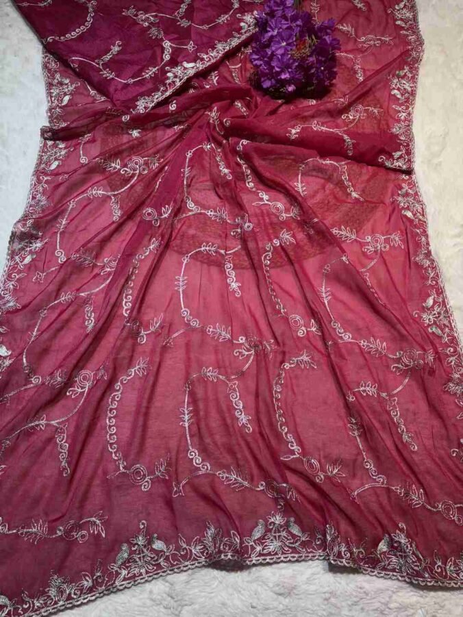 NEELAM TRADERS NEW LAUNCH ZAAL WORK IN SOFT GEORGETTE FABRIC RANI