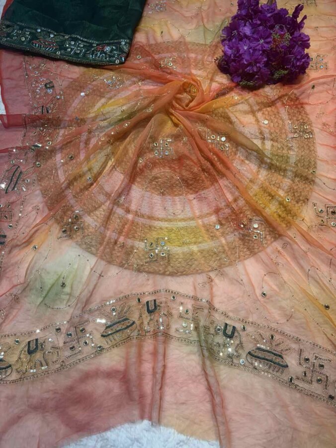 NEELAM TRADERS NEW LAUNCH DARBARI SAREE IN CHIFFON FABRIC WITH ALL OVER JAAL WORK PEACH