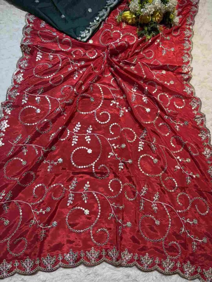 NEELAM TRADERS NEW LAUNCH GOTA PATTI SAREE WITH ALL OVER ZAAL WORK IN SOFT SILK FABRIC RANI