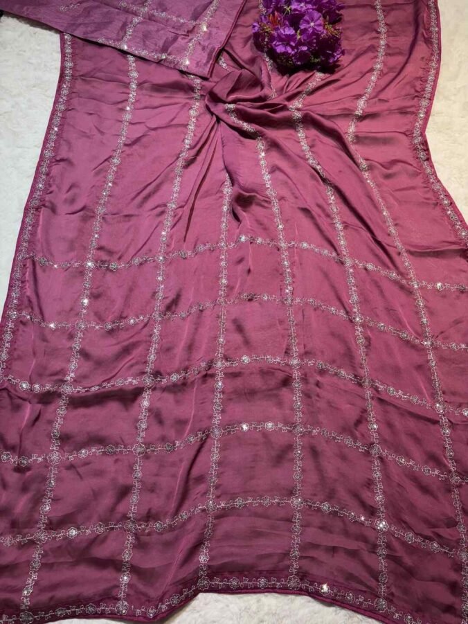 NEELAM TRADERS NEW LAUNCH KASIDA WORK SAREE IN  CREPE SILK FABRIC MAZENTA