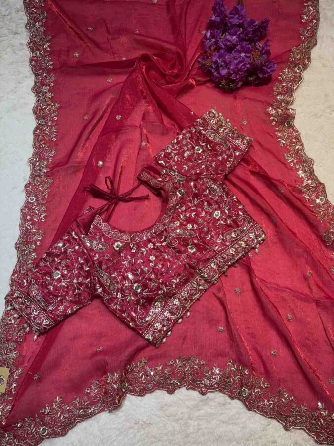 NEELAM TRADERS NEW LAUNCH DESIGNER STICHED BLOUSE SAREE RANI