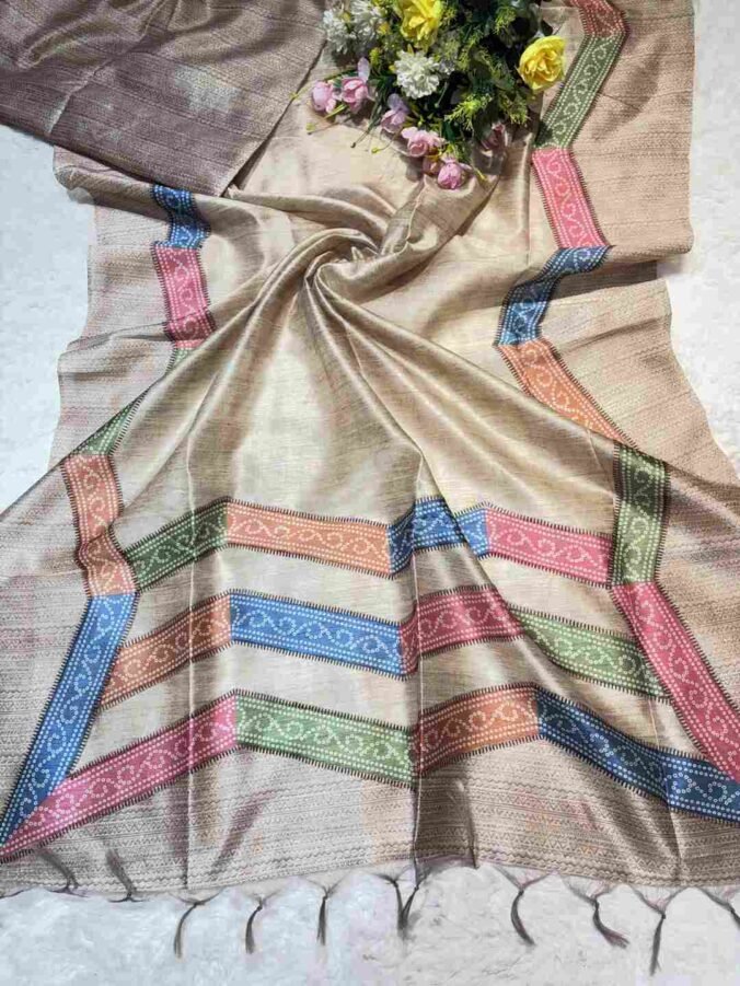 NEELAM TRADERS NEW LAUNCH KHADI SILK SAREE WITH BANDHEJ PRINT ALL OVER