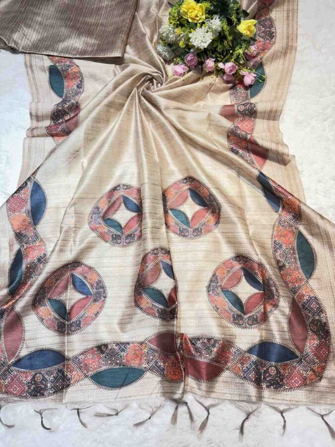 NEELAM TRADERS NEW LAUNCH KHADI SILK SAREE WITH BANDHEJ PRINT ALL OVER