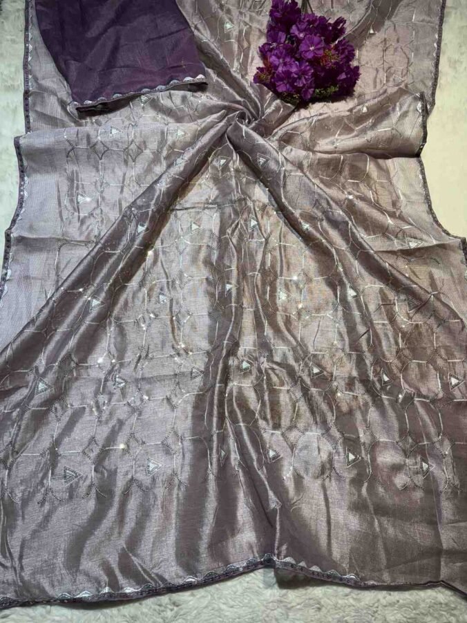 NEELAM TRADERS NEW LAUNCH ZAAL WORK IN SOFT SILK FABRIC LAVENDER