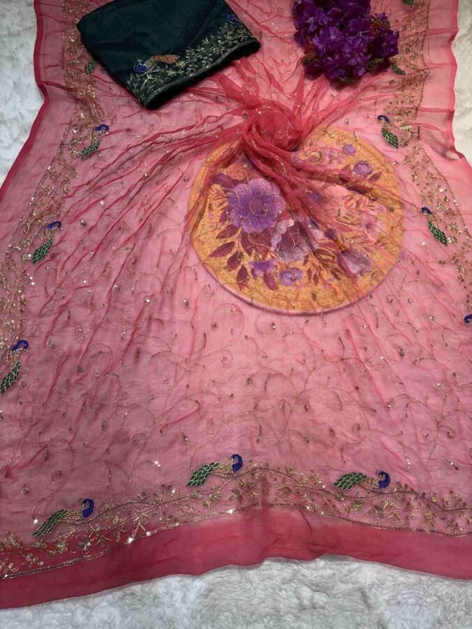 NEELAM TRADERS NEW LAUNCH DARBARI SAREE IN CHIFFON FABRIC WITH ALL OVER JAAL WORK MAHROON