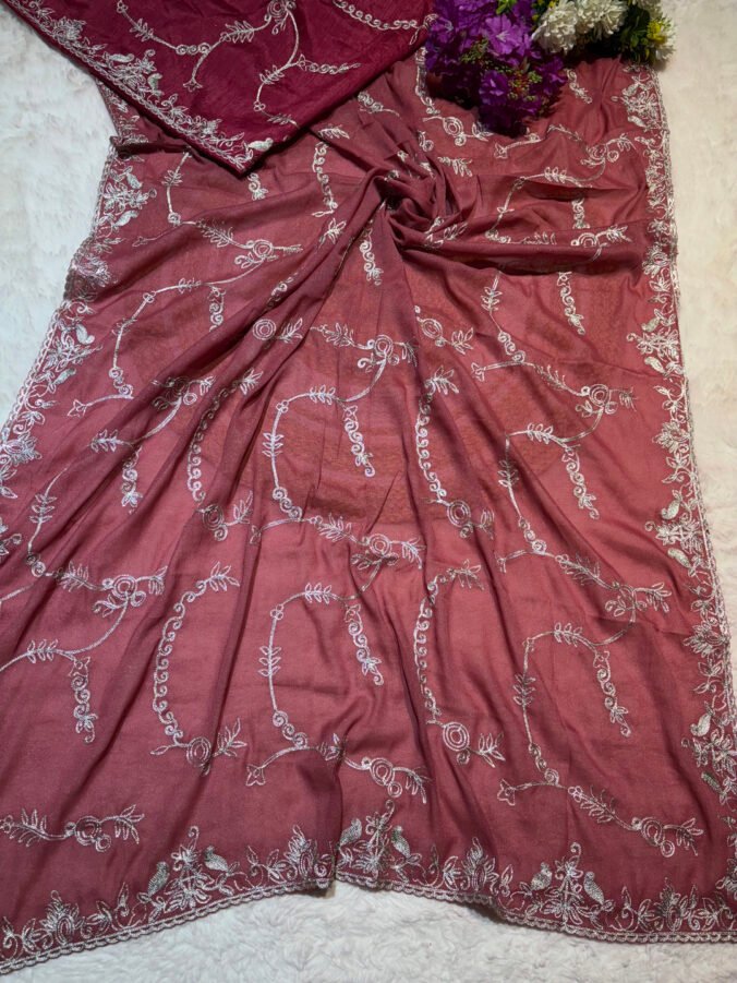 NEELAM TRADERS NEW LAUNCH TRENDING ZAAL WORK SAREE IN SOFT FABRIC MAZENTA