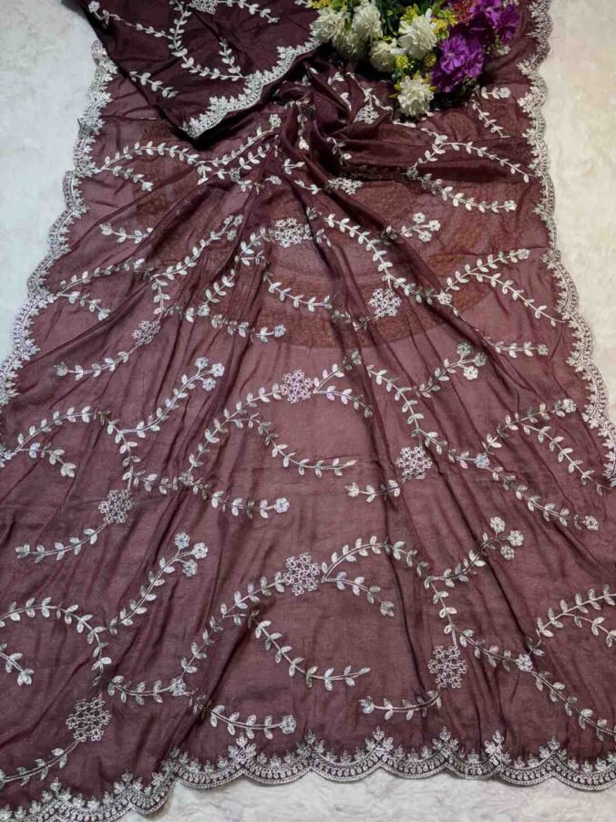 NEELAM TRADERS NEW LAUNCH ZAAL WORK SAREE IN SOFT GEORGETTE FABRIC MAZENTA