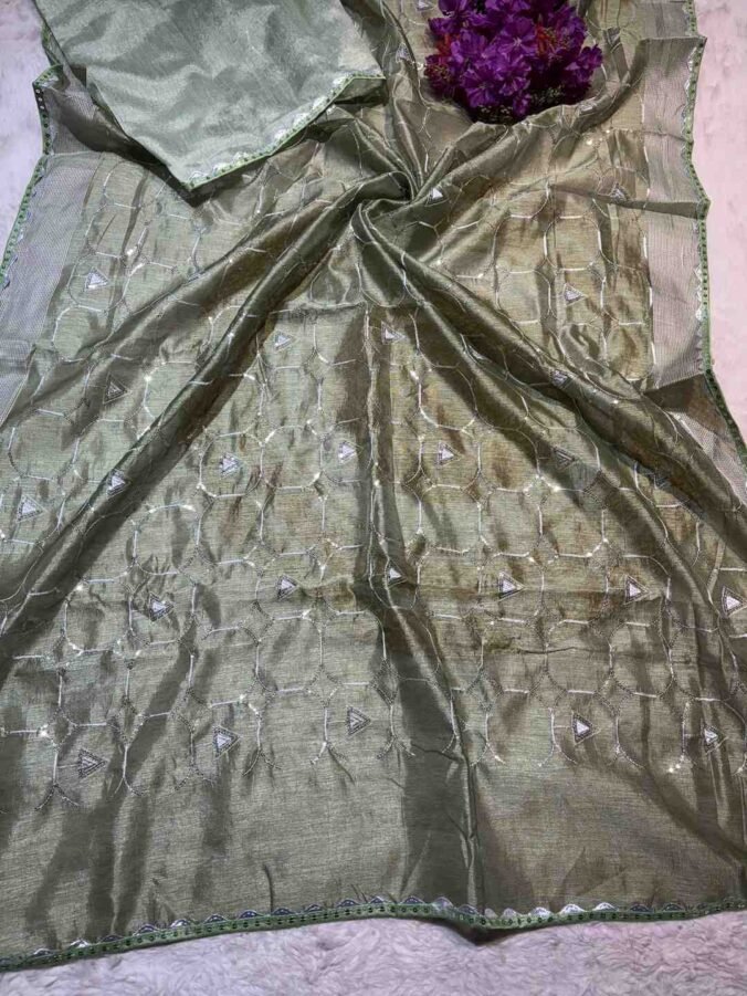 NEELAM TRADERS NEW LAUNCH ZAAL WORK IN SOFT SILK FABRIC MEHNDI