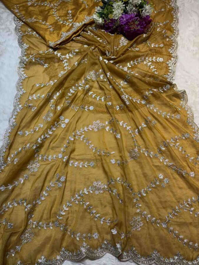 NEELAM TRADERS NEW LAUNCH ZAAL WORK SAREE IN SOFT GEORGETTE FABRIC MUSTARD