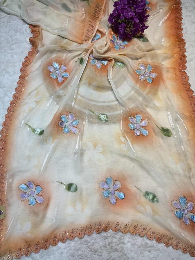 NEELAM TRADERS NEW LAUNCH DESIGNER SAREE ORANGE