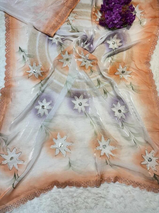 NEELAM TRADERS NEW LAUNCH DESIGNER SAREE ORANGE