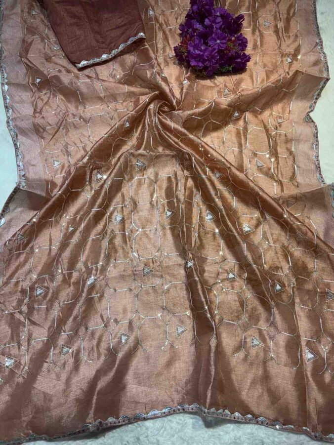 NEELAM TRADERS NEW LAUNCH ZAAL WORK IN SOFT SILK FABRIC PEACH