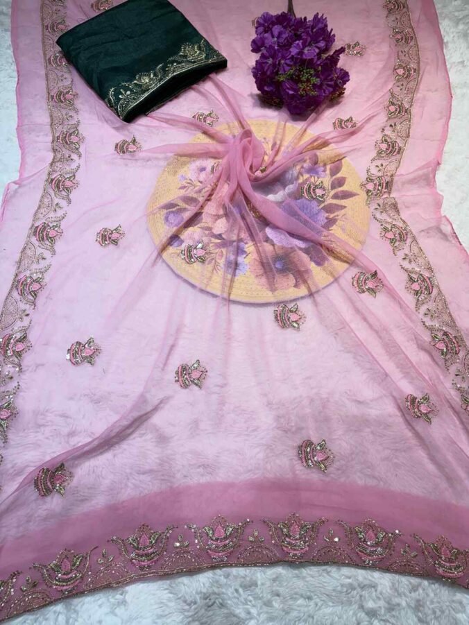 NEELAM TRADERS NEW LAUNCH NEW PATTERN DARBARI SAREE PINK