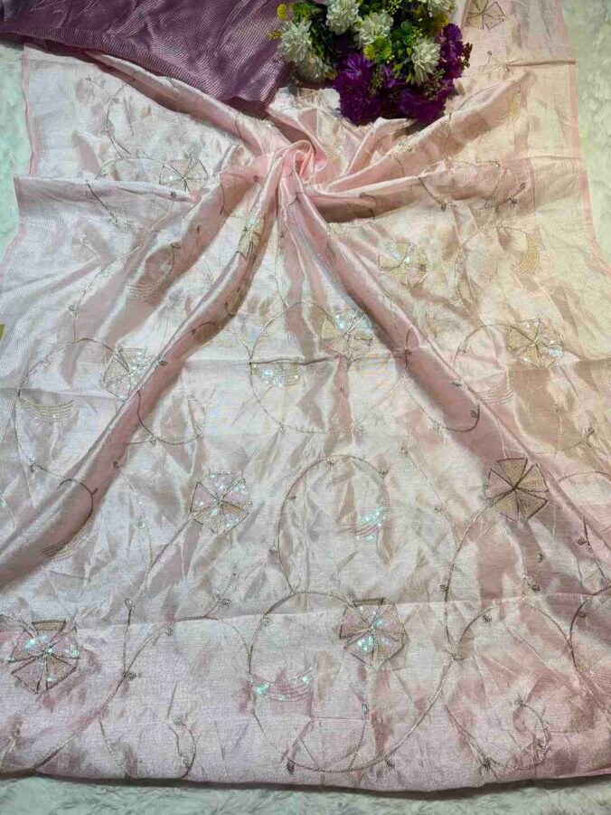 NEELAM TRADERS NEW LAUNCH ZAAL WORK IN COTTON SILK FABRIC PINK