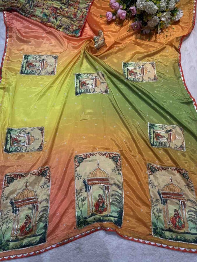 NEELAM TRADERS NEW LAUNCH TRENDING NEW FIGURES DESIGN WITH KACHA GOTA PATTI WORK PISTA GREEN