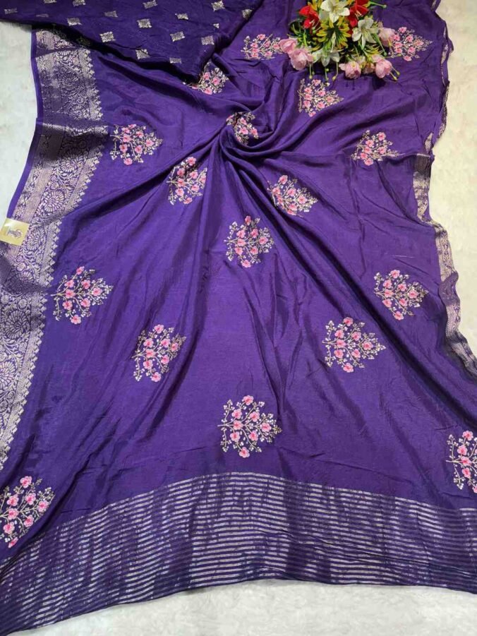 NEELAM TRADERS NEW LAUNCH PURE VISCOSE SAREE PURPLE