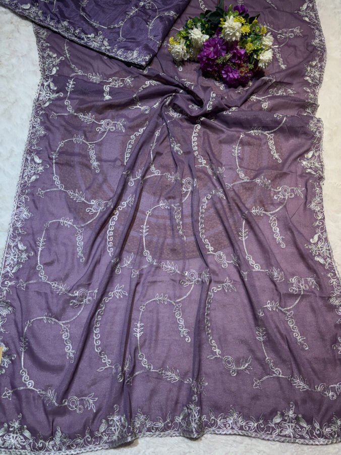 NEELAM TRADERS NEW LAUNCH TRENDING ZAAL WORK SAREE IN SOFT FABRIC PURPLE