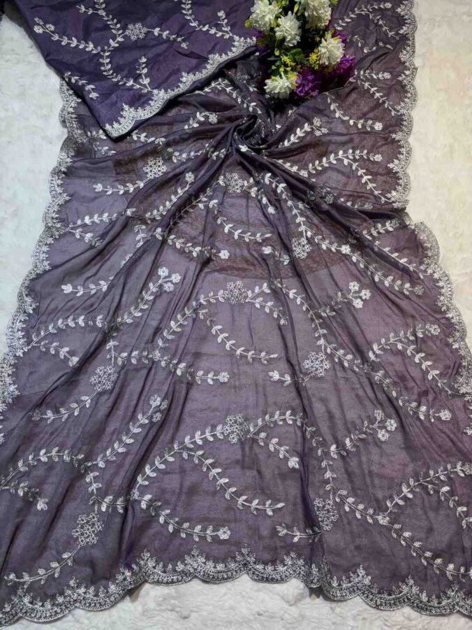 NEELAM TRADERS NEW LAUNCH ZAAL WORK SAREE IN SOFT GEORGETTE FABRIC PURPLE