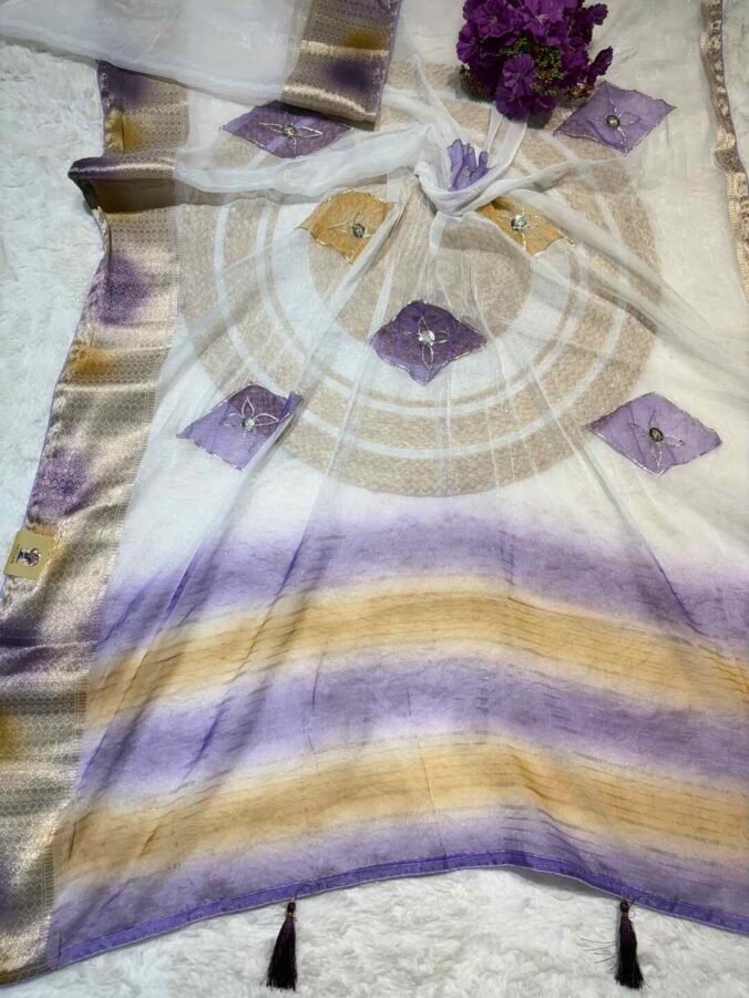 NEELAM TRADERS NEW LAUNCH MOST POPULAR HANDPAINT SAREE PURPLE