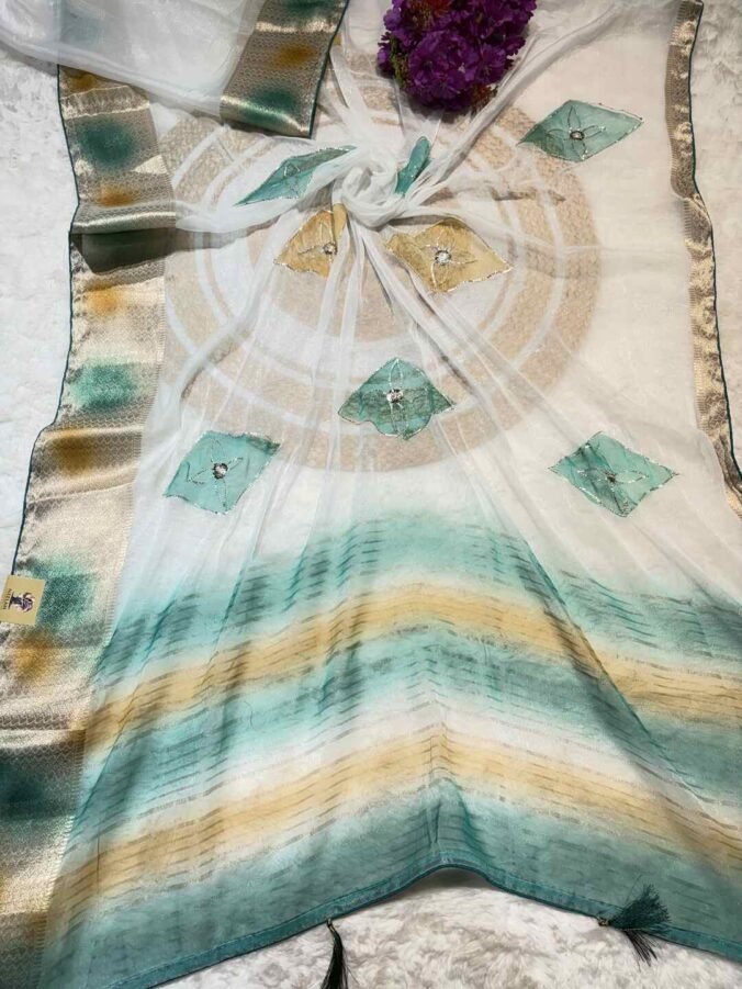 NEELAM TRADERS NEW LAUNCH MOST POPULAR HANDPAINT SAREE RAMA GREEN