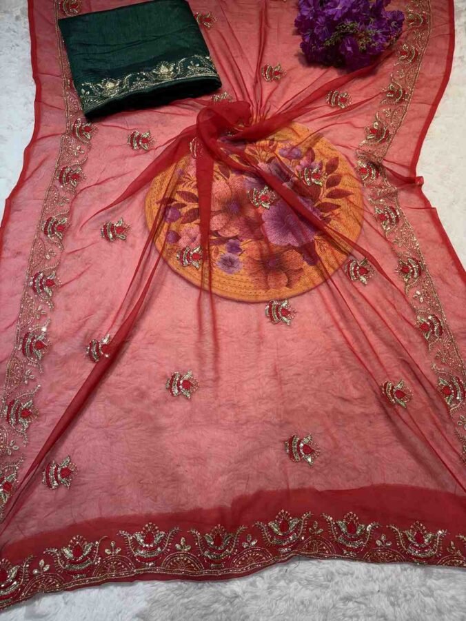 NEELAM TRADERS NEW LAUNCH NEW PATTERN DARBARI SAREE RED