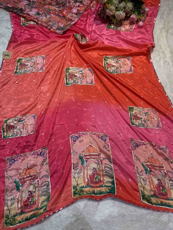 NEELAM TRADERS NEW LAUNCH TRENDING NEW FIGURES DESIGN WITH KACHA GOTA PATTI WORK RED