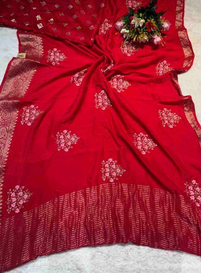 NEELAM TRADERS NEW LAUNCH PURE VISCOSE SAREE RED