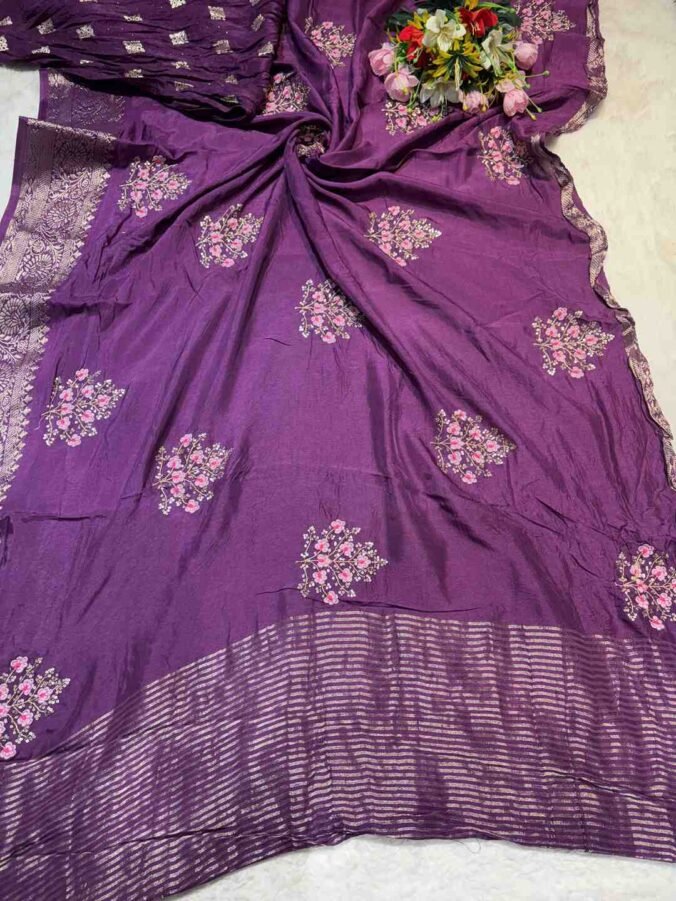 NEELAM TRADERS NEW LAUNCH PURE VISCOSE SAREE WINE