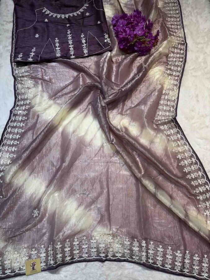 NEELAM TRADERS NEW LAUNCH Shibori Dye Concept Saree with Thread Work All Over WINE