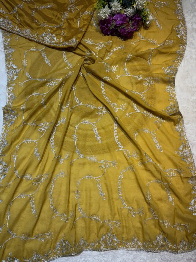 NEELAM TRADERS NEW LAUNCH TRENDING ZAAL WORK SAREE IN SOFT FABRIC YELLOW