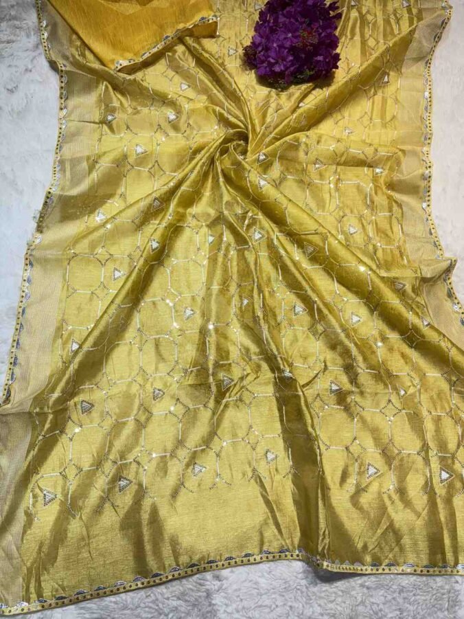 NEELAM TRADERS NEW LAUNCH ZAAL WORK IN SOFT SILK FABRIC YELLOW