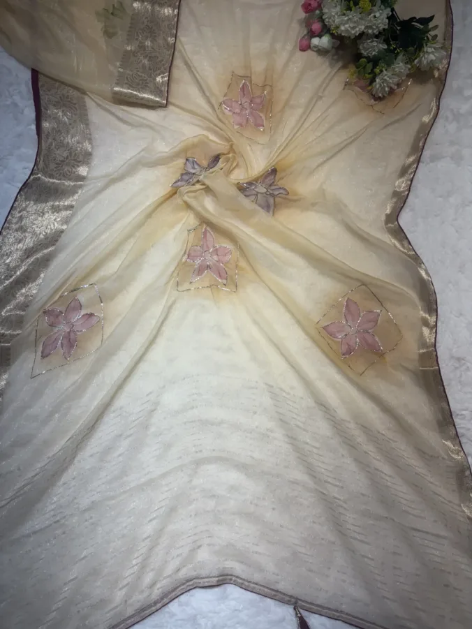 NEELAM TRADERS NEW LAUNCH HANDPAINT SAREE YELLOW