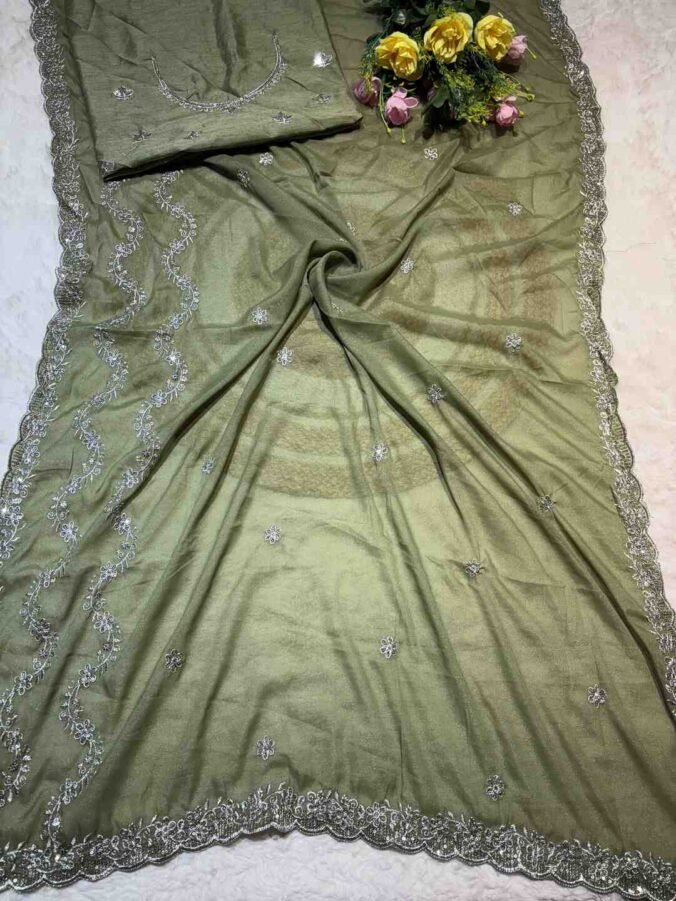 NEELAM TRADERS NEW LAUNCH KASIDA WORK IN SOFT GEORGETTE MEHNDI