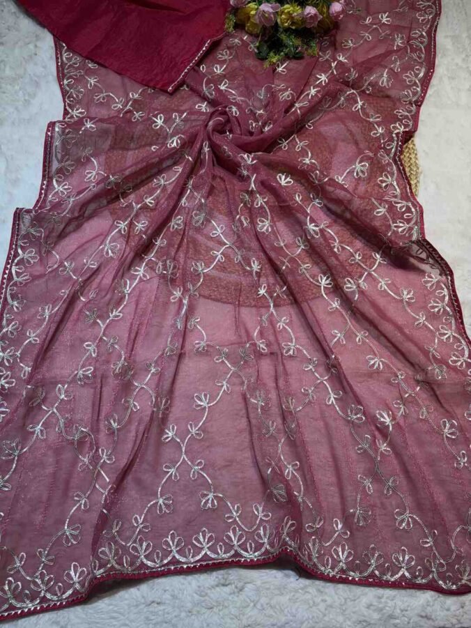 NEELAM TRADERS NEW LAUNCH GOTAPATTI WORK SAREE IN CHIFFON FABRIC MAZENTA