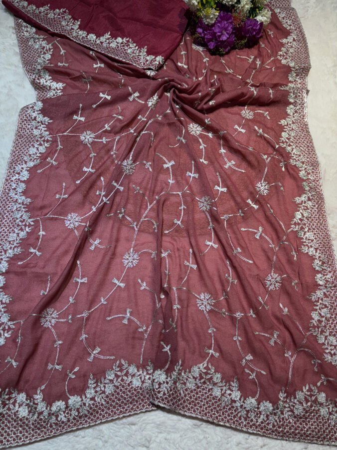 NEELAM TRADERS NEW LAUNCH TRENDING ZAAL WORK SAREE IN SOFT FABRIC MAZENTA