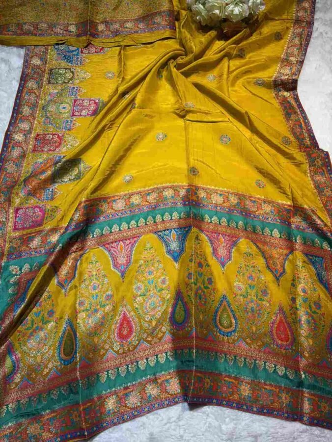 NEELAM TRADERS NEW LAUNCH PASHMINA SILK SAREE MUSTARD